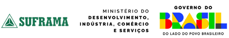Miniatura do trio de marcas: da Suframa, do MDIC e do Governo Federal.
