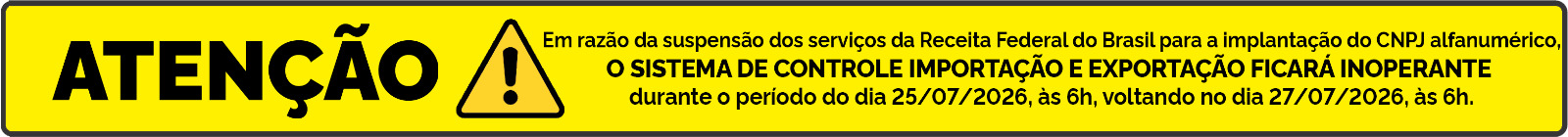 Banner com aviso de letras pretas sobre um fundo amarelo, informando que o SIMNAC está instável