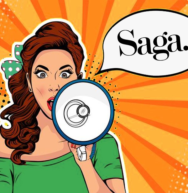 Desenho de uma mulher segurando um megafone