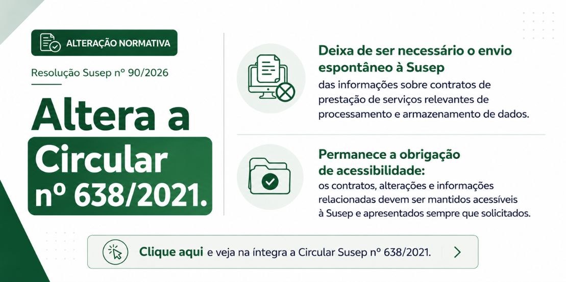 Banner sobre alteração normativa da Resolução Susep nº 90/2026, que altera a Circular Susep nº 638/2