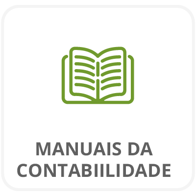 Ícone de um livro com linhas verdes. Texto: Manuais da Contabilidade
