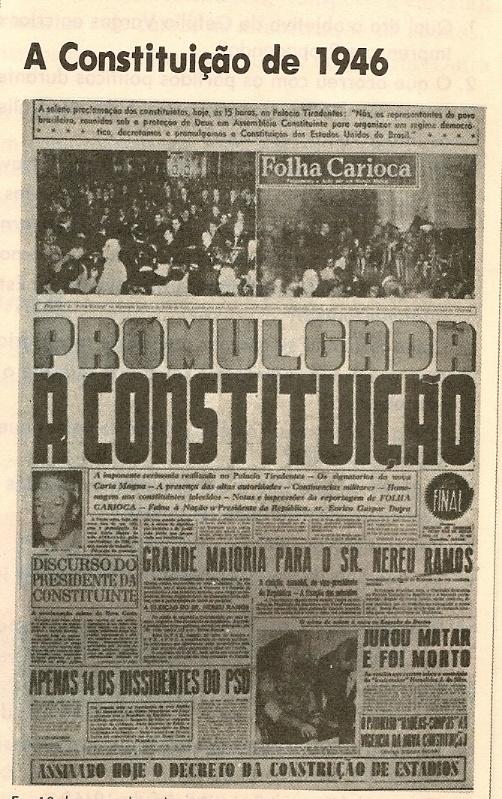 Jornal sobre a promulgada a constituição de 1946