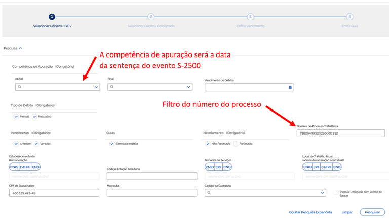 Tela Gestão de Guias