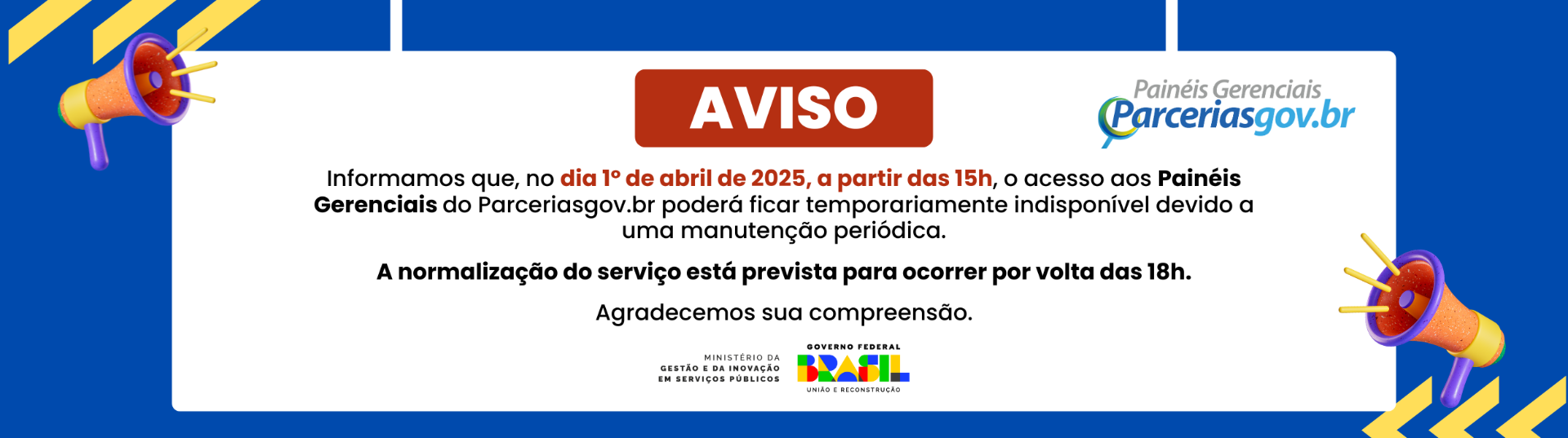 Painéis indisponíveis