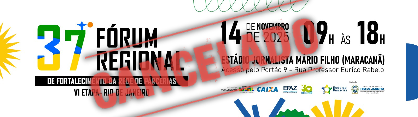 Banner Evento Cancelado Fórum RJ