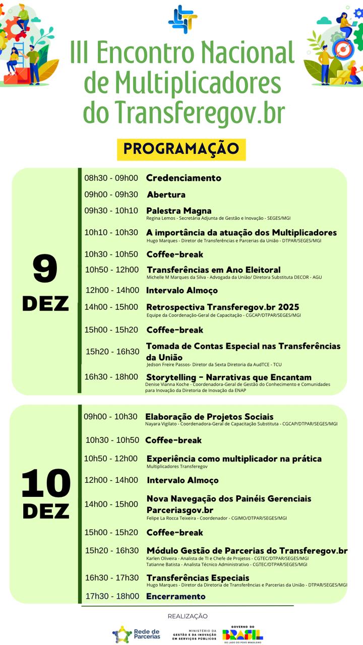 Programação do Encontro de Multiplicadores