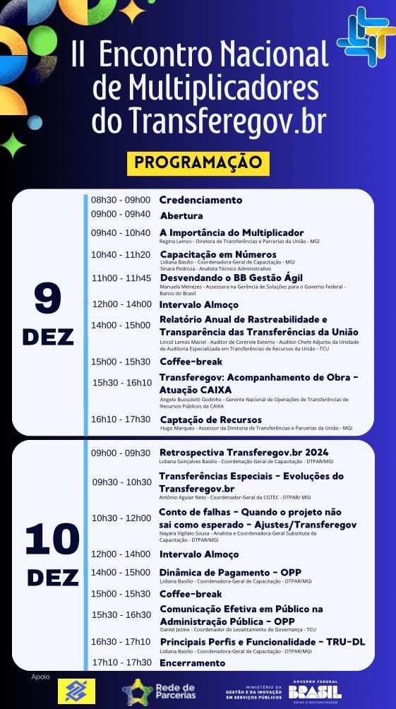 Programação do Encontro de Multiplicadores