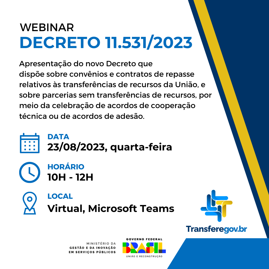 Webinar sobre o Decreto 11.531, de 2023