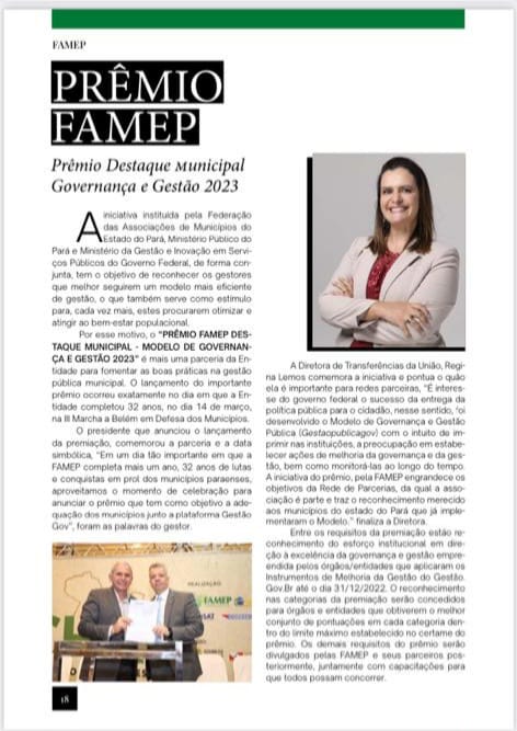 10-04-2023 - Noticia Prêmio de Destaque na Gestão Municipal da FAMEP