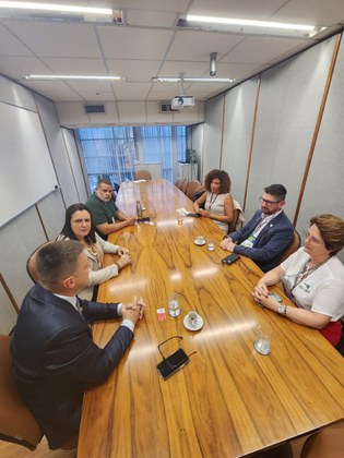 Reunião realizada dia 28/03/2023, atendimento presencial à Federação Catarinense de Municípios (Fecam).