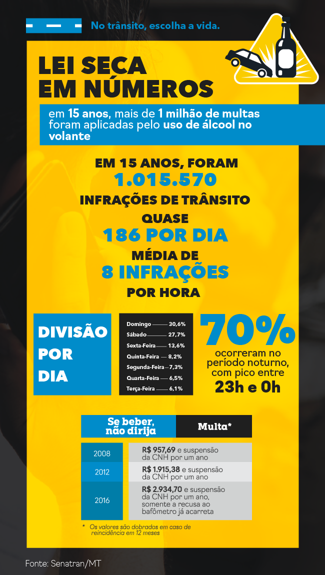 Infográfico com as informações sobre os 15 anos de Lei Seca