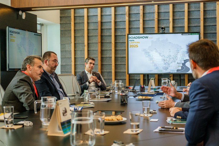 Guilherme Sampaio (ANTT) e representantes de empresas mexicanas em reunião bilateral