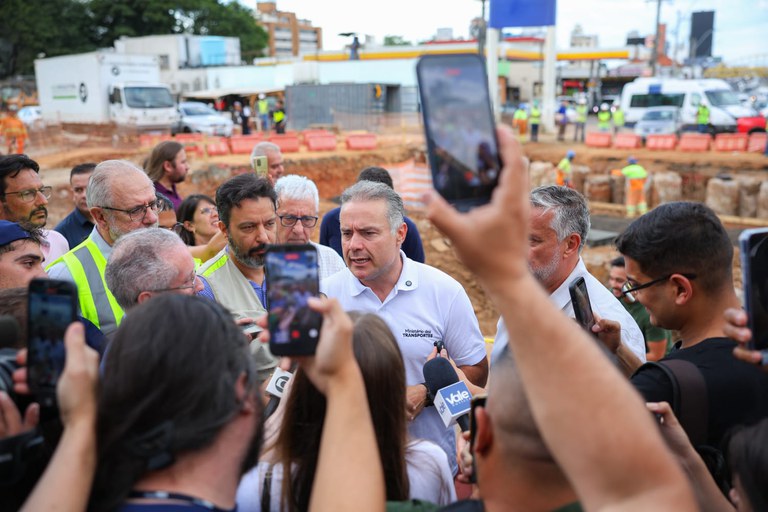 Em Canoas, Região Metropolitana de Porto Alegre, Renan Filho detalha os investimentos do Ministério dos Transportes no estado. - Foto: Felipe Brasil/MT