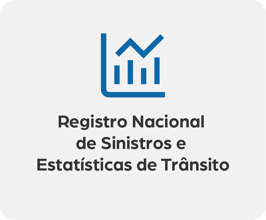 BOTÃO AZUL COM A PALAVRA REGISTRO NACIONAL DE SINISTROS E ESTATISTICAS DE TRÂNSITO