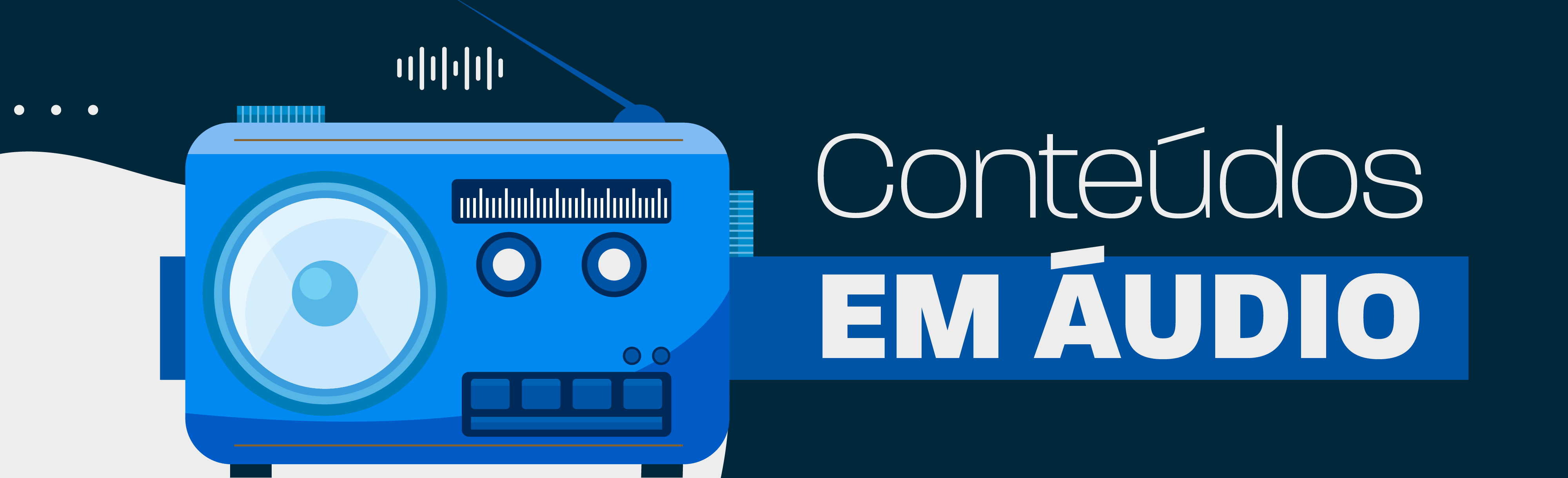 banner com lettering conteúdos em áudio