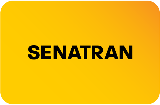 Fundo amarelo. Texto: SENATRAN: desacelere, seu bem maior é a vida