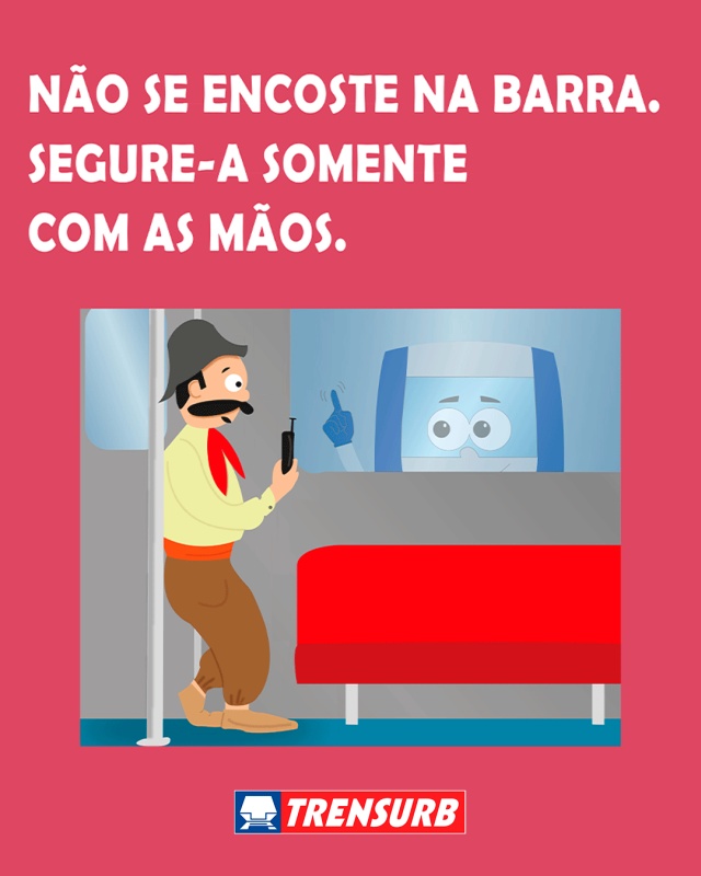 Não se encoste na barra, segure-a somente com as mãos