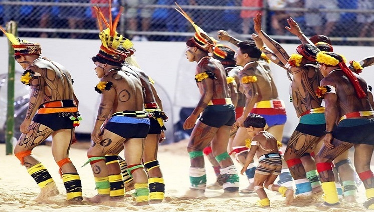Índios participam de cerimônia de encerramento em Palmas. Crédito: Secretaria de Turismo do Estado