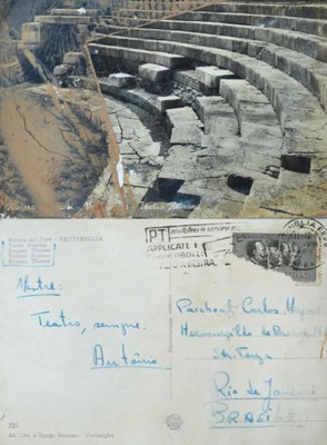 Cartão postal de Antônio Abujamra, de Roma, para Paschoal. Imagem: Cedoc/ Funarte