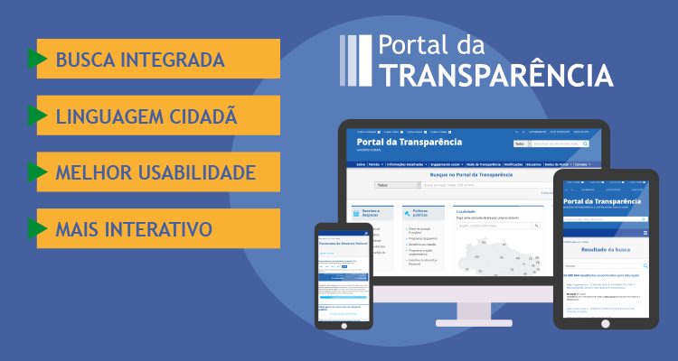 equipamentos com a tela do portal da transparência