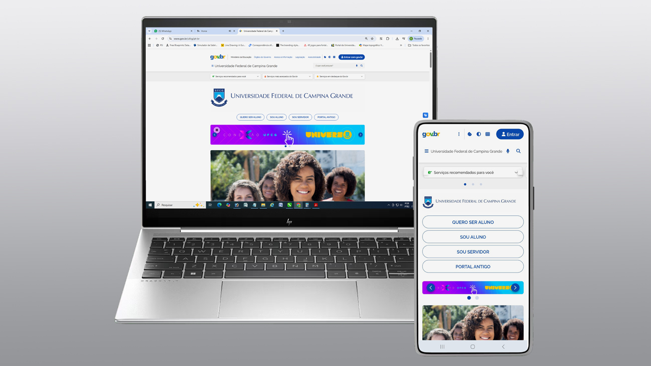 Notebook e celular com novo portal da UFCG