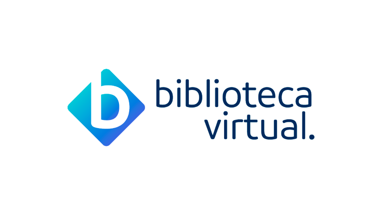 Logo da Biblioteca Virtual em tons de azul com letra “b” estilizada em forma de ícone digital