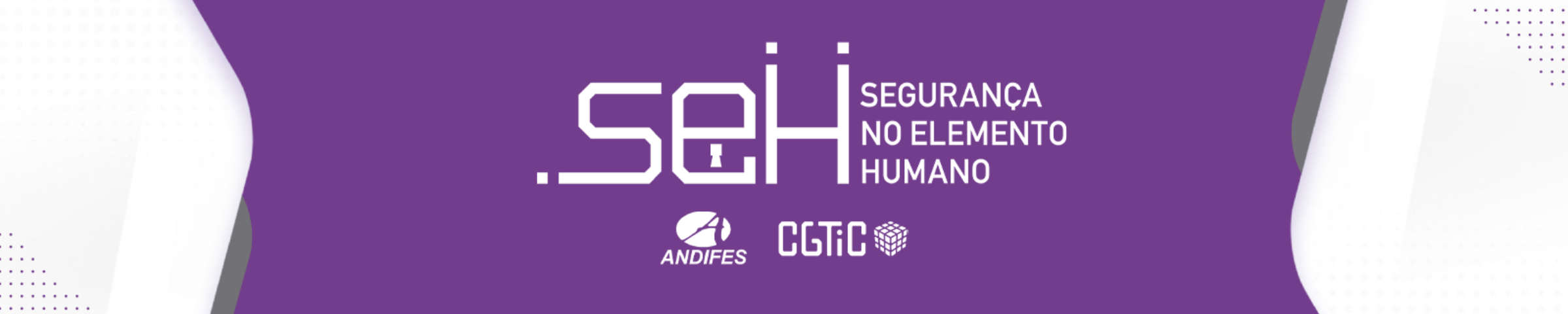 Logo do Projeto SEH: Segurança no Elemento Humano, com marcas da ANDIFES e CGTIC.